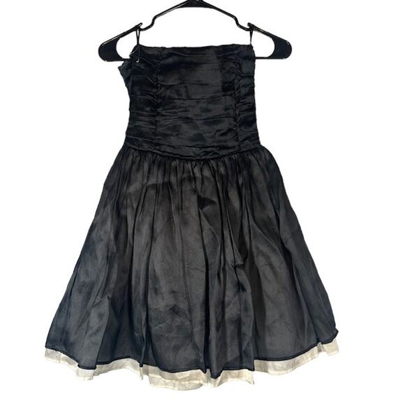 Max Mara Pianoforte Black Silk Strapless Tulle Tea Dress Women Sz IT 42 Sz US 8 - Picture 2 of 13